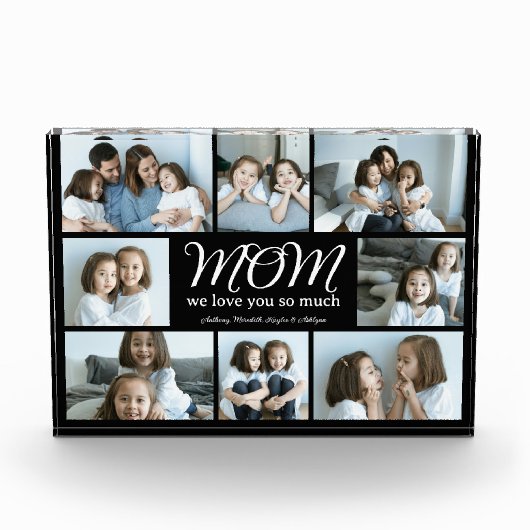 Modern Script Mom We Love You Photo Collage Block Fotoblokken (Voorkant)