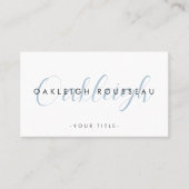 Modern Script Monogram Dusty Blue Visitekaartje (Voorkant)