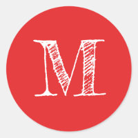 Modern Script Monogram Initiaal Bright Red