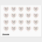 Modern Script Monogram Initiaal Coral Hearts Hart Sticker (Vel)