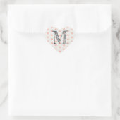Modern Script Monogram Initiaal Coral Hearts Hart Sticker (Tas)