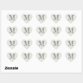 Modern Script Monogram Initiaal Green Hearts Hart Sticker (Vel)