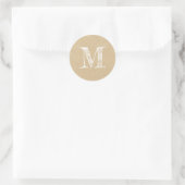 Modern Script Monogram Initiaal Kraft Ronde Sticker (Tas)
