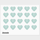 Modern Script Monogram Initiaal Pastel Blue Hart Sticker (Vel)