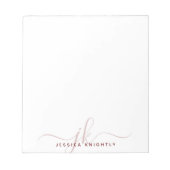 Modern Script Monogram Initialen Burgundy Minimal Notitieblok (Voorkant)