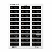 Modern Script Monogram Zwart Wit Goud Adres Etiket (Full Sheet)