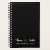Modern Script Monogrammed Professional Black Planner (Voorkant)