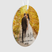 Modern Script Mr. & Mrs Wedding Foto Ornament (voorkant)