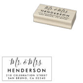 Modern Script Mr & Mrs Wedding Return Address Rubberstempel (Gestempeld)