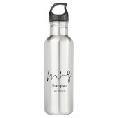 Modern Script Mrs. Name Bride Keepomwille Gift Waterfles (Voorkant)