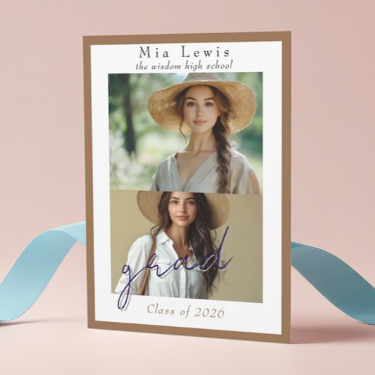 Modern Script  Multi Portrait Photo Graduation Aankondiging