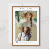 Modern Script  Multi Portrait Photo Graduation Aankondiging (Voorkant)