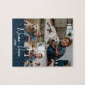 Modern Script Naam Photo Collage Pet Legpuzzel (Horizontaal)