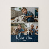 Modern Script Naam Photo Collage Pet Legpuzzel (Verticaal)