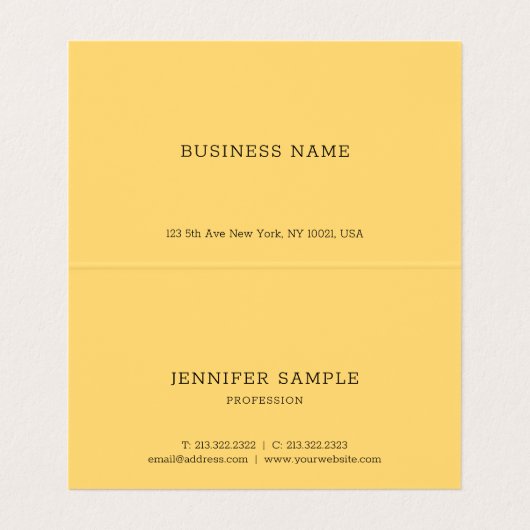 Modern Script Naam Sjabloon Faux Gold Gevouwen Visitekaartjes (Binnenkant ongevouwen)