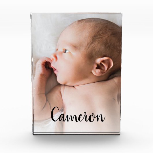 Modern Script Name Baby Vertical Photo Fotoblokken (Voorkant)