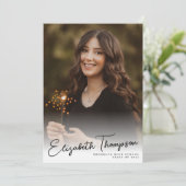 Modern Script Name Class Year 6 Photo Afstuderen Aankondiging (Staand voorkant)