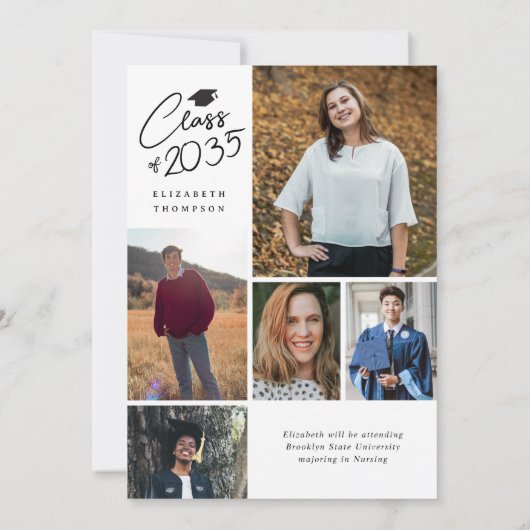 Modern Script Name Class Year 6 Photo Afstuderen Aankondiging (Achterkant)