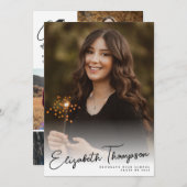 Modern Script Name Class Year 6 Photo Afstuderen Aankondiging (Voorkant / Achterkant)