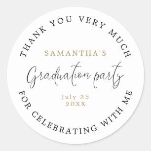 Modern Script Name Date Graduation Party Dank u Ronde Sticker