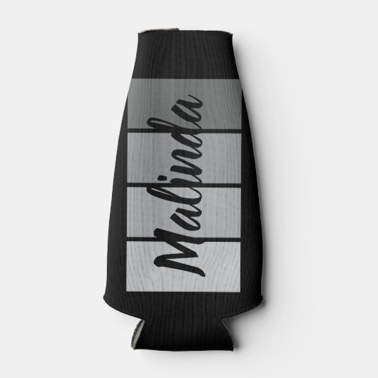 Modern Script Name Design – Zwart minimalistisch Flesjeskoeler (Voorkant)