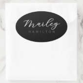 Modern Script Name Monogram Ovale Sticker (Tas)