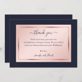 Modern Script Navy Blauw Blush Roze Goud Bedankkaart (Voorkant / Achterkant)