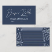 Modern script navy blue baby shower diaper raffle notitiekaartje (Voorkant / Achterkant)