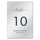 Modern Script Navy Blue en Silver Kaart (Voorkant)