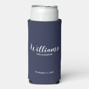 Modern Script Navy Blue Personalized Groomsmen