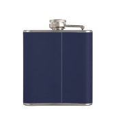 Modern Script Navy Blue Personalized Groomsmen Heupfles (Achterkant)