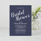 Modern Script Navy Blue Vrijgezellenfeest Kaart (Staand voorkant)