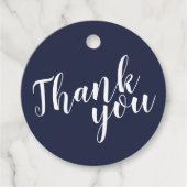 Modern Script Navy Blue Wedding Bedankt Bedankjes Labels (Voorkant)