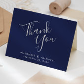 Modern Script Navy Blue Wedding Bedankt Kaart