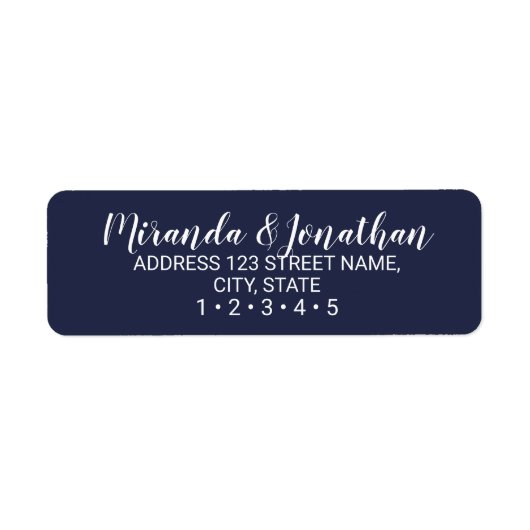 Modern Script Navy Blue Wedding Etiket (Voorkant)