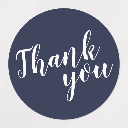 Modern Script Navy Blue Wedding Favor Dank je Labels (Design 1)