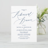 Modern Script, Navy Blue, Wedding Rehearsal Dinner Kaart (Staand voorkant)