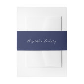 Modern Script Navy Blue Wedding Uitnodigingen Wikkel (Voorkant Voorbeeld)