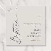 Modern Script Neutraal Baptisme Bedankt Bedankjes Labels (Voorkant)