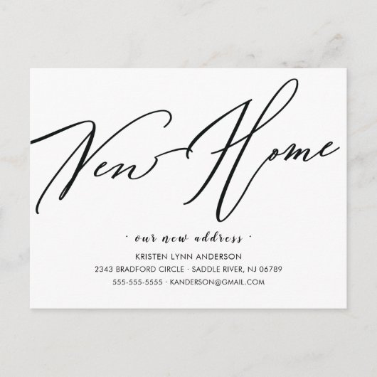 Modern Script New Home Moving Announca Briefkaart (Voorkant)