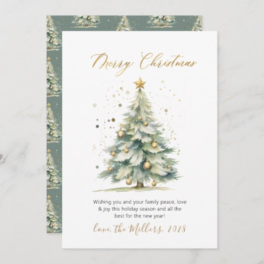 Modern Script Niet Foto Kerstboom Feestdagenkaart (Voorkant / Achterkant)