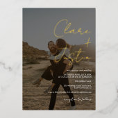 Modern script noemt foto's bruiloft folie uitnodiging (Voorkant)