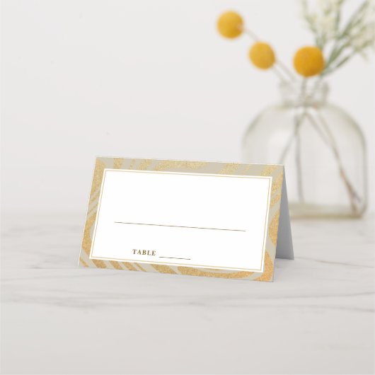 Modern Script Ombre Gouden Zittafel Plaats Kaart (Voorkant)