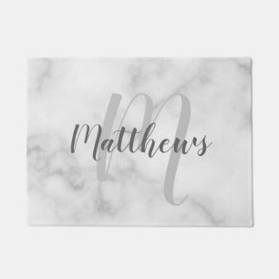 Modern script - op maat gemaakt monogram & naam va deurmat