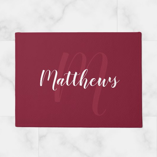 Modern script - op maat gemaakt monogram & naam va deurmat