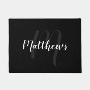 Modern script - op maat gemaakt monogram & naam va deurmat