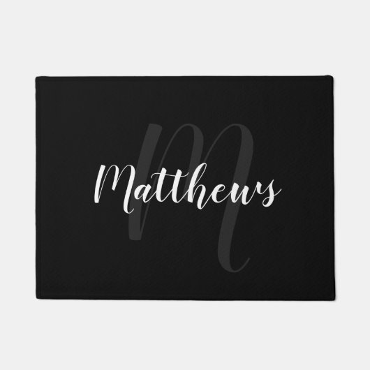 Modern script - op maat gemaakt monogram & naam va deurmat (Voorkant)