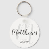 Modern script - op maat gemaakt monogram & naam va sleutelhanger (Voorkant)