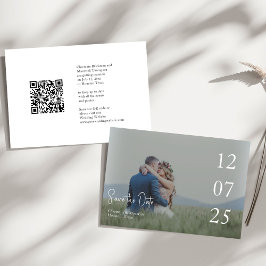 Modern Script Overlay Wedding QR-code Save The Date