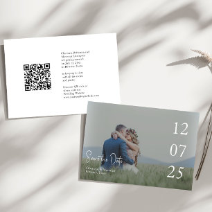 Modern Script Overlay Wedding QR-code Save The Date